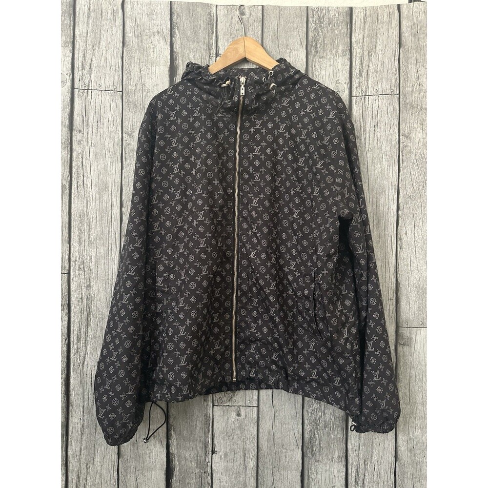Black Louis Vuitton Windbreaker Jacket Custom Monogram XL